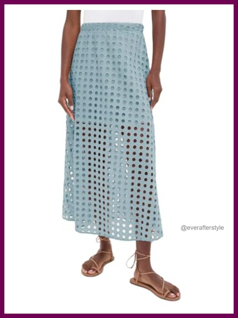 Fiona Jolin Women's Eyelet Bohemian Maxi Skirt Summer Beach Long Skirt